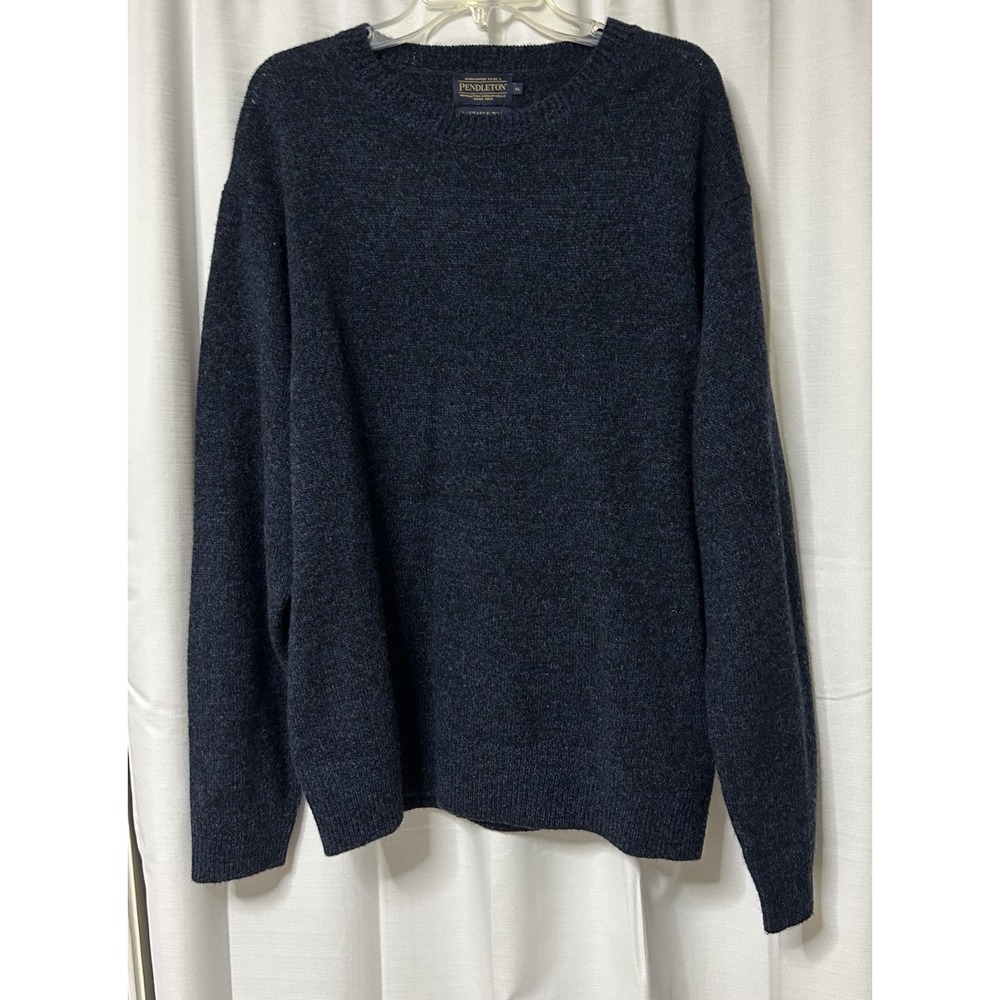 Pendleton Wool Washable Crew Neck Knit Sweater Mens XL Blue